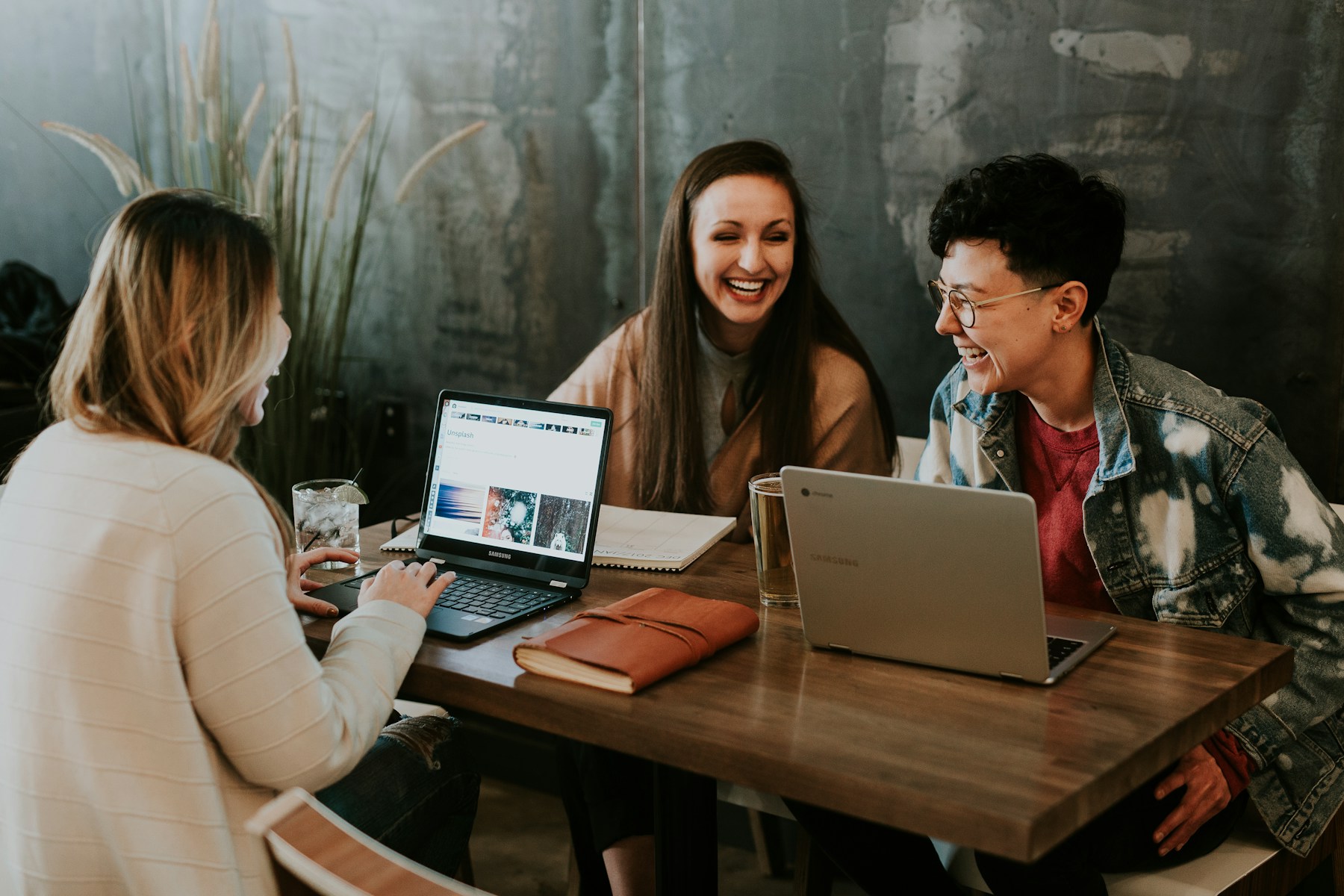 Startup team collaborating around a table